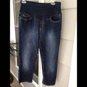 Motherhood Oh Baby Maternity Jeans  SZ Small Blue Stretch Denim Capris Woman’s